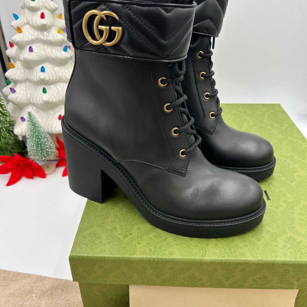 ************Gucci women’s GG Marmontblock heel boots size 41 /10 US - Picture 4 of 9